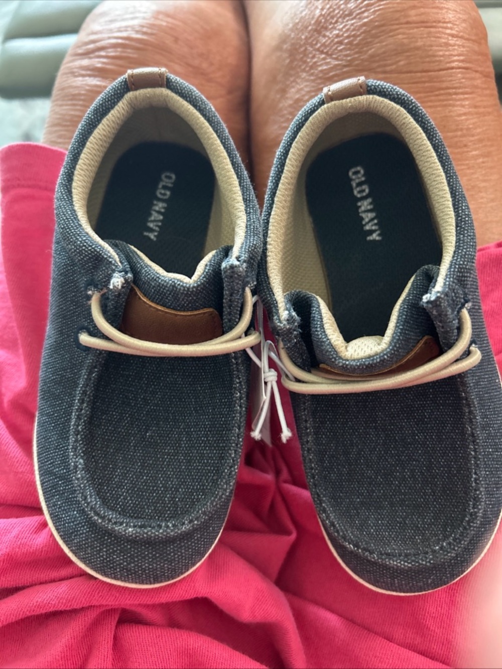a new day Kids' Denim-Style Sneakers in Navy with Tan Accents